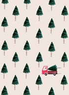 Kerstkaart kerstbomen met vrachtwagen